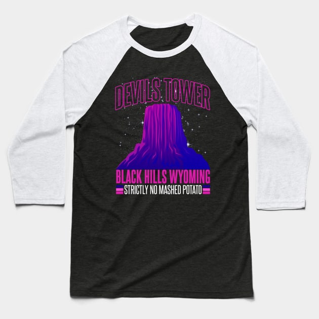 Devils Tower Black Hills Wyoming Baseball T-Shirt by Meta Cortex